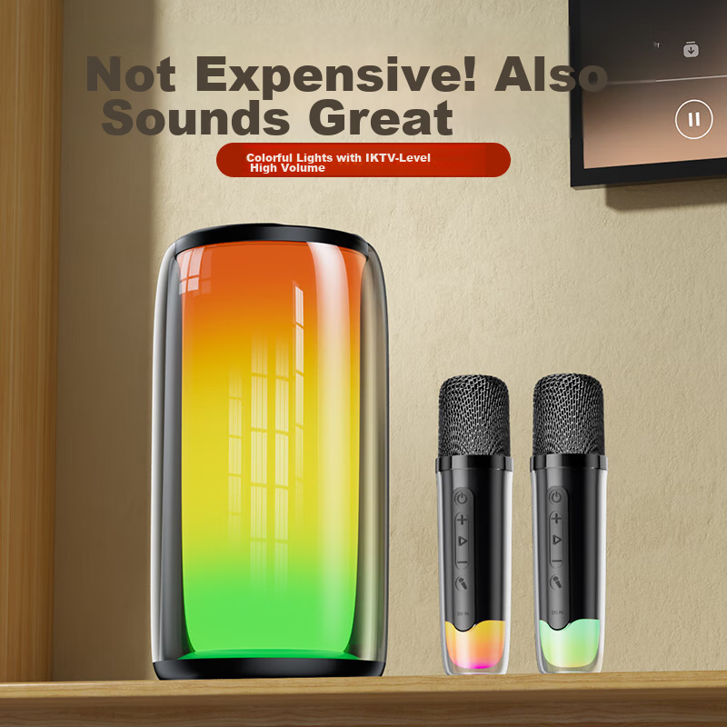 Good Shepherd Wireless Bluetooth Speaker Karaoke Microphone All-In Home KTV Sound System Set Outdoor Home Voice-Activated Singing Device with Sound Card, Valentine's Day Gift