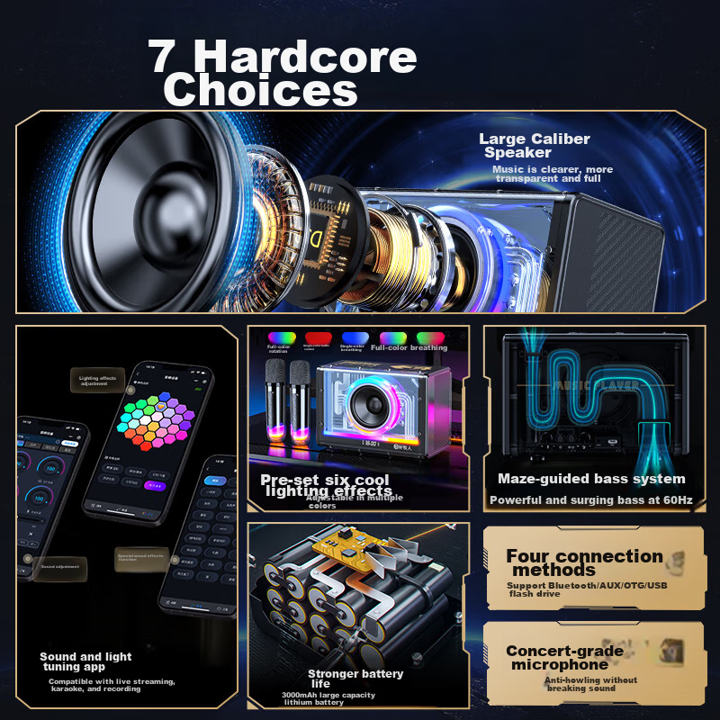 Good Shepherd Wireless Bluetooth Speaker Karaoke Microphone All-In Home KTV Sound System Set, Outdoor And Home Gaming Desktop Singing Device with Sound Card, Valentine's Day Gift