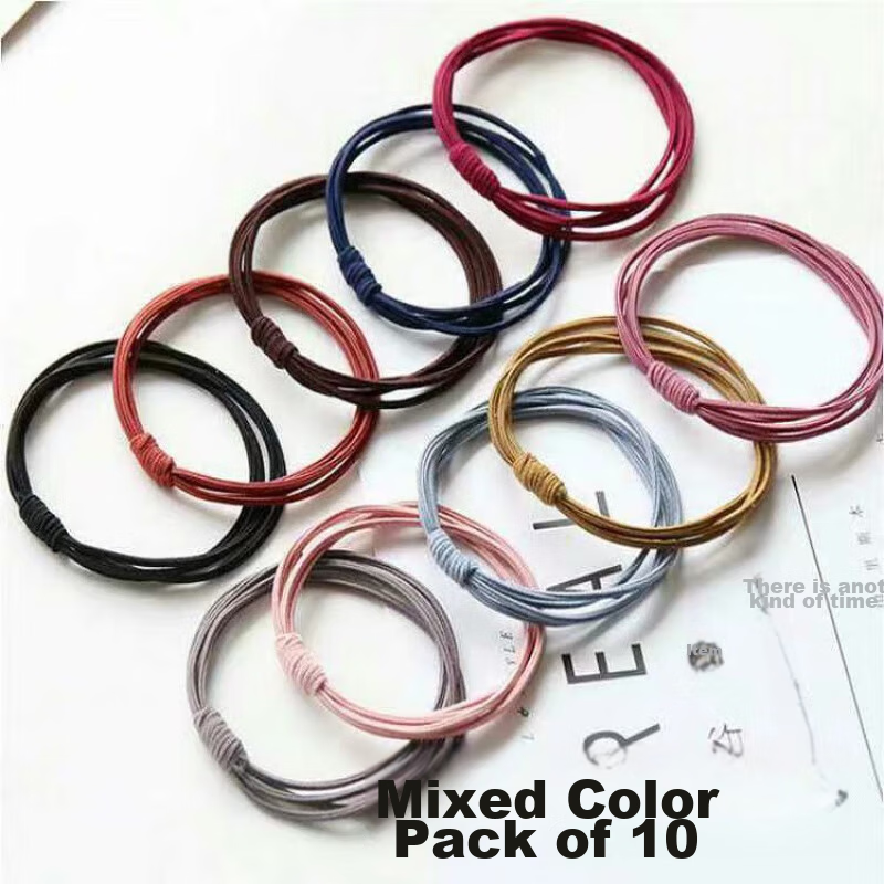 GECOMO Korean Style Hair Rope Set of 10 Mixed Color Hair Ties