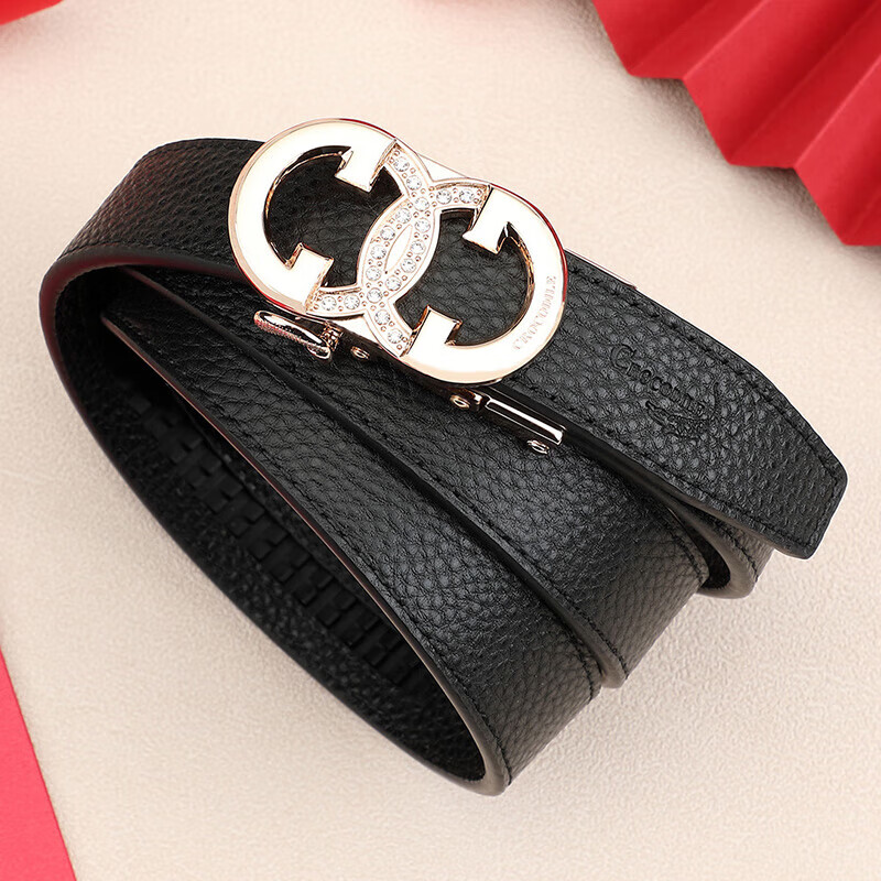 Crocodile Leather Women's Belt with Automatic Buckle, Fashionable Casual Versatile Waistband, Birthday Gift for Women T3607