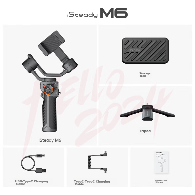 Hohem [Government Subsidy] M6 Gimbal, Smartphone Stabilizer, Handheld Phone Gimbal, Professional Three-Axis Anti-Shake Gimbal Stabilizer, Live Streaming Stand, 2-Year Warranty