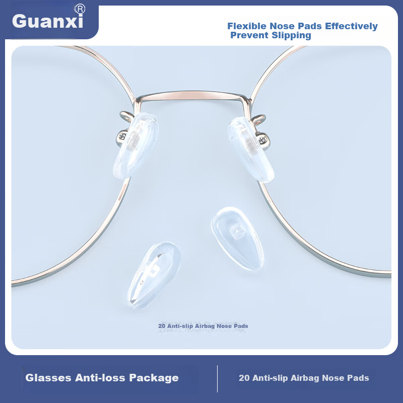 Guanxi Nose Pads for Glasses, Silicone Anti-Slip Nose Pads, Eyeglass Nose Cushions, Eyeglass Accessories, Pack of 20