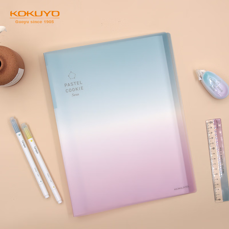 KOKUYO A4 File Folder, Pastel Cookie, Clear Sky, Student Document Organizer, Storage Folder, Starry Sea Green Pink, 40 Pockets, 1 Piece, WSG-CBV40GP