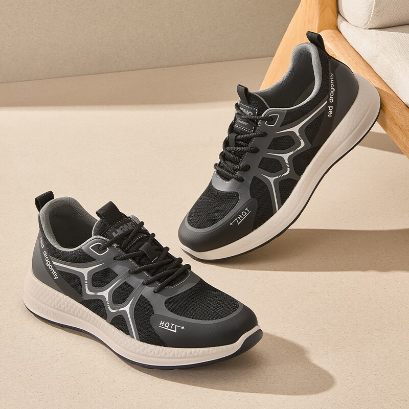 RED DRAGONFLY Men's Sports Shoes 2025 Spring Men's Running Shoes Outdoor Casual Men's Mesh Shoes WTA15109 Black Size 40