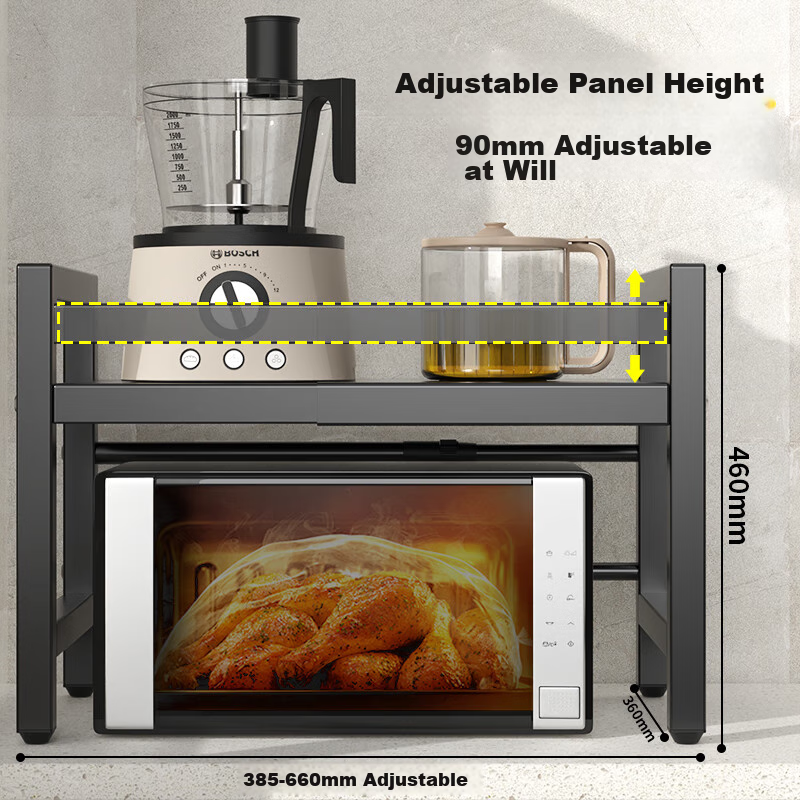 Gel Kitchen Microwave Shelf, Extendable Microwave Rack, Oven Rice Cooker Seasoning Box Countertop Storage Rack, Multi-Layer Kitchen Organizer for Home Use, Double-Layer Thickened Version