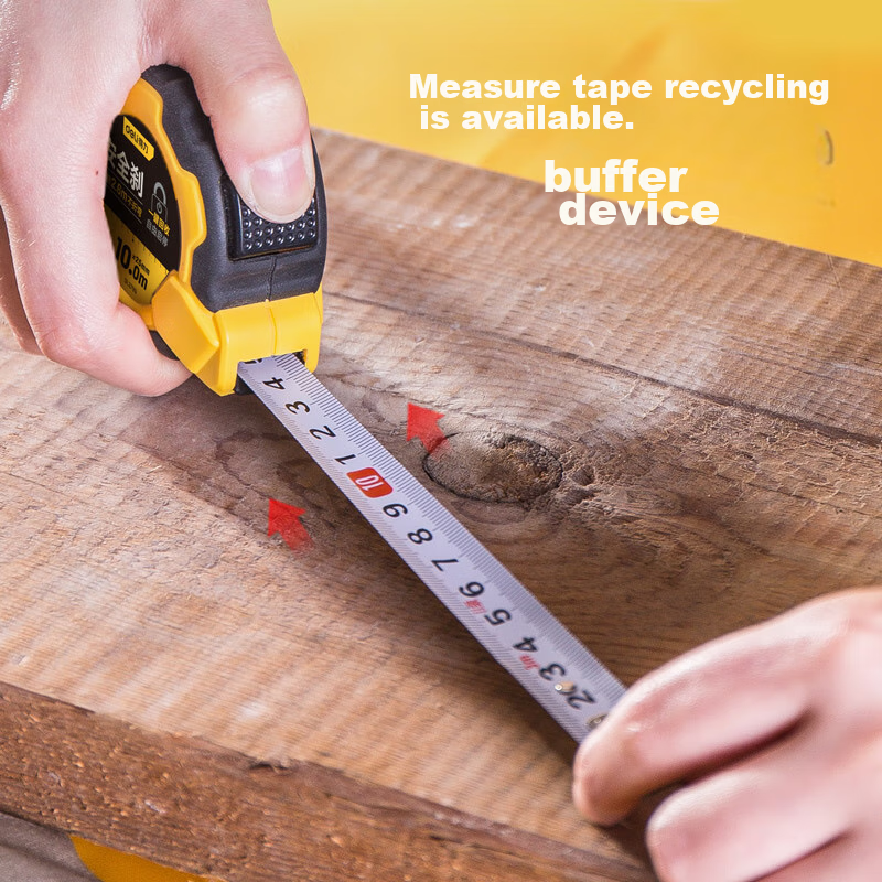 Deli Steel Tape Measure with Rubber Coating, Self-Locking Box, Retractable Ruler, Meter Ruler, Construction Tape Measure, Cut-Resistant Carpenter's Ruler, 10 Meters