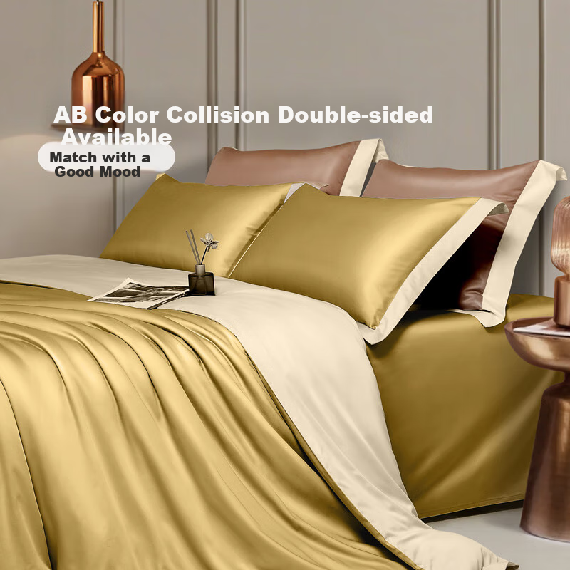 FUANNA 100% Cotton Bedding Set with 100s Long-staple Cotton Bed Sheet, Duvet Cover, Single and Double Bed Set 230*229cm Pine Green