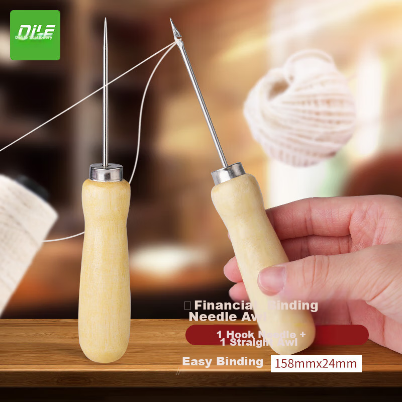Dile Financial Binding Thread Needle, Voucher Thread Binding Punch, Accounting Voucher Needle Hook, Tool Needle, Drilling Hole, 1 Straight Needle Punch, 1 Hook Needle Punch 5208