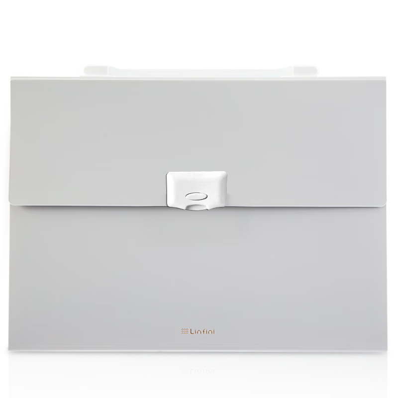 Deli Leshu Series 13-Compartment A4 Handheld File Folder, Accordion File, Multi-Layer Document Organizer, Student Exam Paper Storage Bag, File Protection, Light Gray