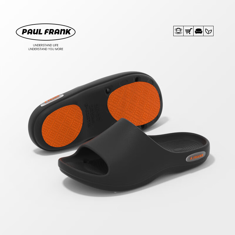 Paul Frank Men's Professional Anti-slip Shower Slippers Drainage Home Indoor Slippers Black 40-41