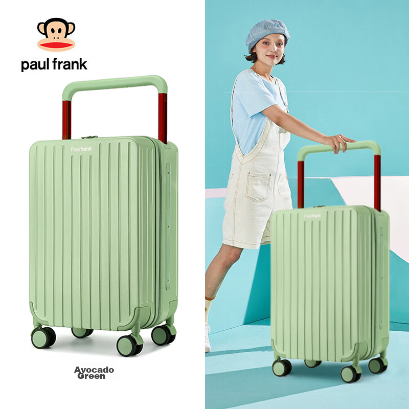 Paul Frank Luggage, Balance Wide Handle Suitcase, Large Capacity 24-Inch, for School And Travel, Quiet Spinner Wheels, Business Trip Leather Case for Men And Women