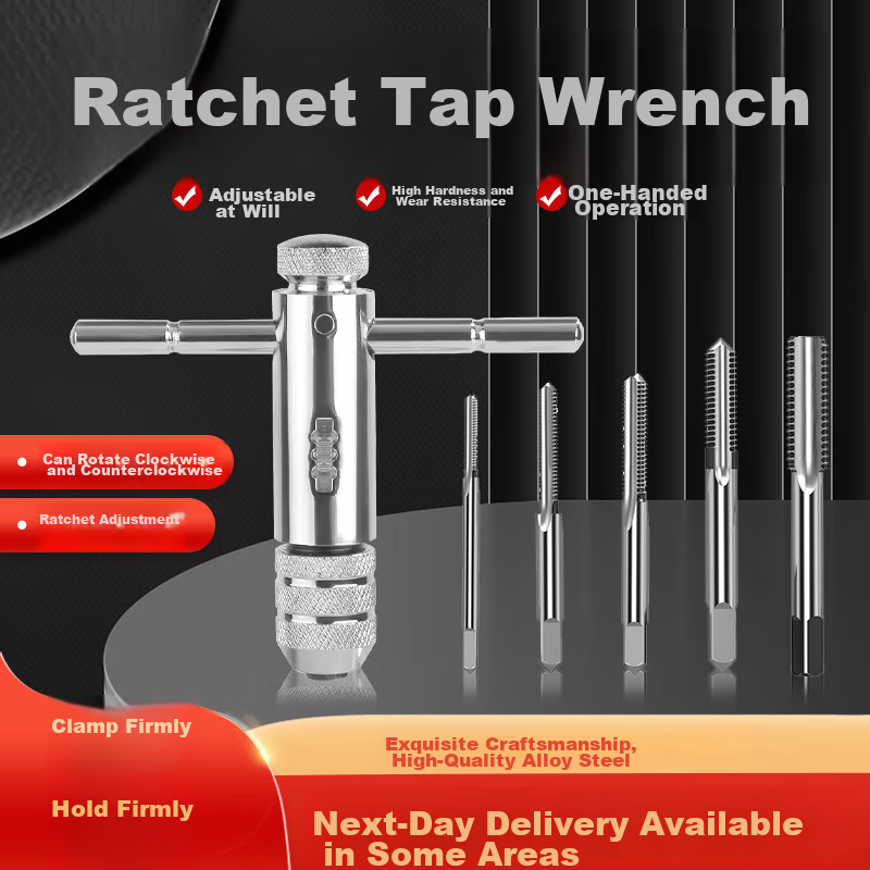 Eastern Industrial Tap And Die Set with Ratchet Wrench, Threading Tool Kit with Drill Bits, High-Speed Steel Threading Tool Set, 6-Piece Set