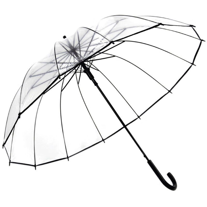 C'mon Automatic Umbrella, Long Straight Handle, Simple Design, Large Size, Reinforced, Thickened, Sturdy, Windproof, 16 Ribs, Transparent Umbrella
