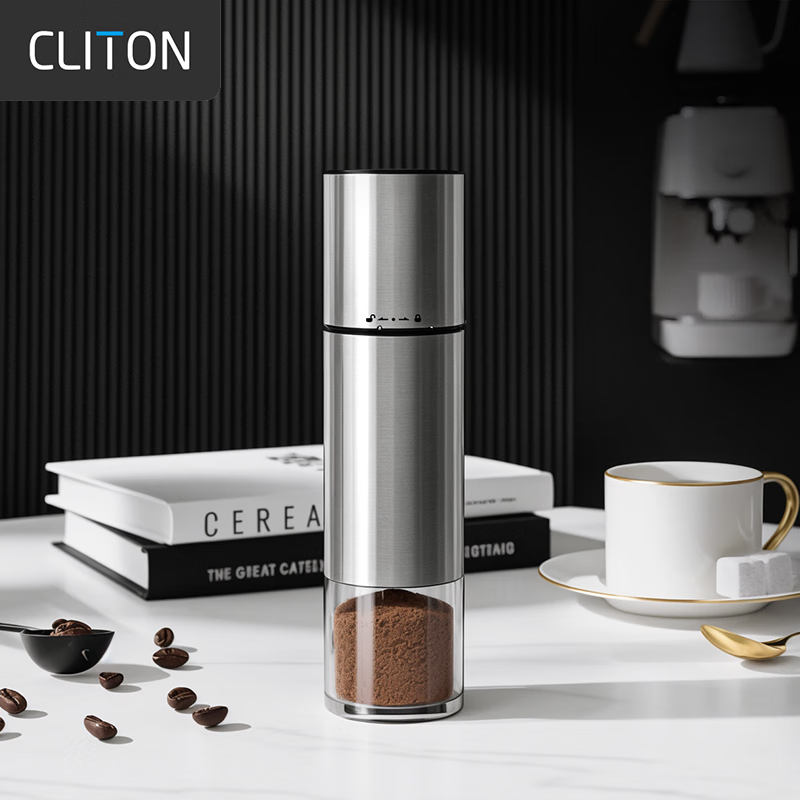 CLITON Electric Coffee Grinder, Hand-Cranked Coffee Bean Grinder, Portable Pour-Over Hand Grinder, Automatic Coffee Powder Grinder