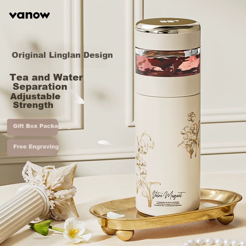 Vanow Insulated Mug with Tea Infuser Ceramic Inner, Tea Cup for Graduation Season, Gift for Female Teachers, 2025 New Model