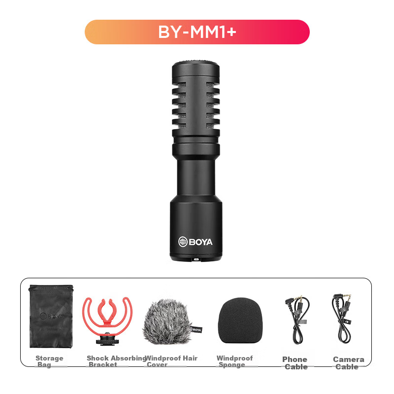 BOYA BY-MM1+ Super-Cardioid Shotgun Microphone for Camera and Smartphone Live Streaming Vlog Short Video Recording Dubbing Camera Top-mounted Microphone