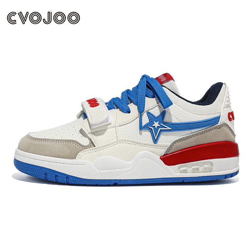 CVOJOO Couple's Sneakers, Fashionable Trendy Star Shoes, Lace-Up Breathable Outdoor Casual Sports Men's Shoes, DWN01, White And Blue, Size 41