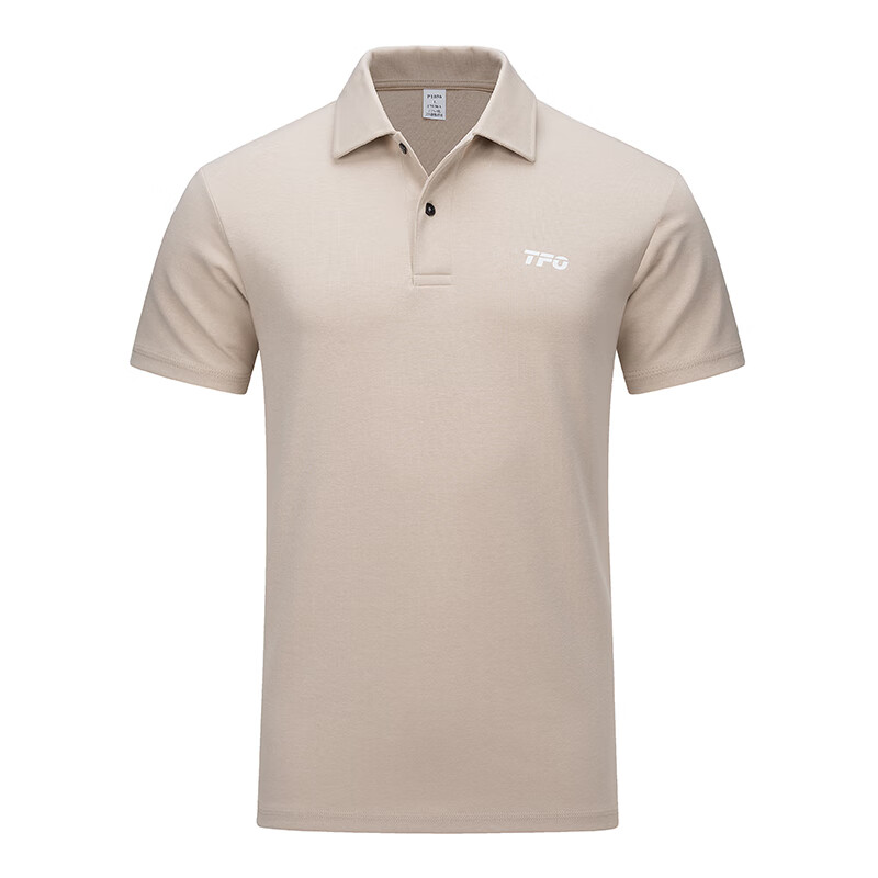 TFO Sixth Generation Seamless Collar Polo Shirt, Sports Casual Business Short-Sleeve Shirt A6112406, Men's Apricot Color, 1XL