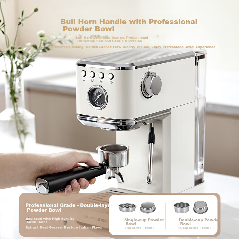 SCHNEIDER Cold Brew Coffee Maker and Grinder Set with National Subsidy, Grinding and Brewing Integrated Italian Style Small Semi-Automatic XCF01+XM01 (Bracket Version)