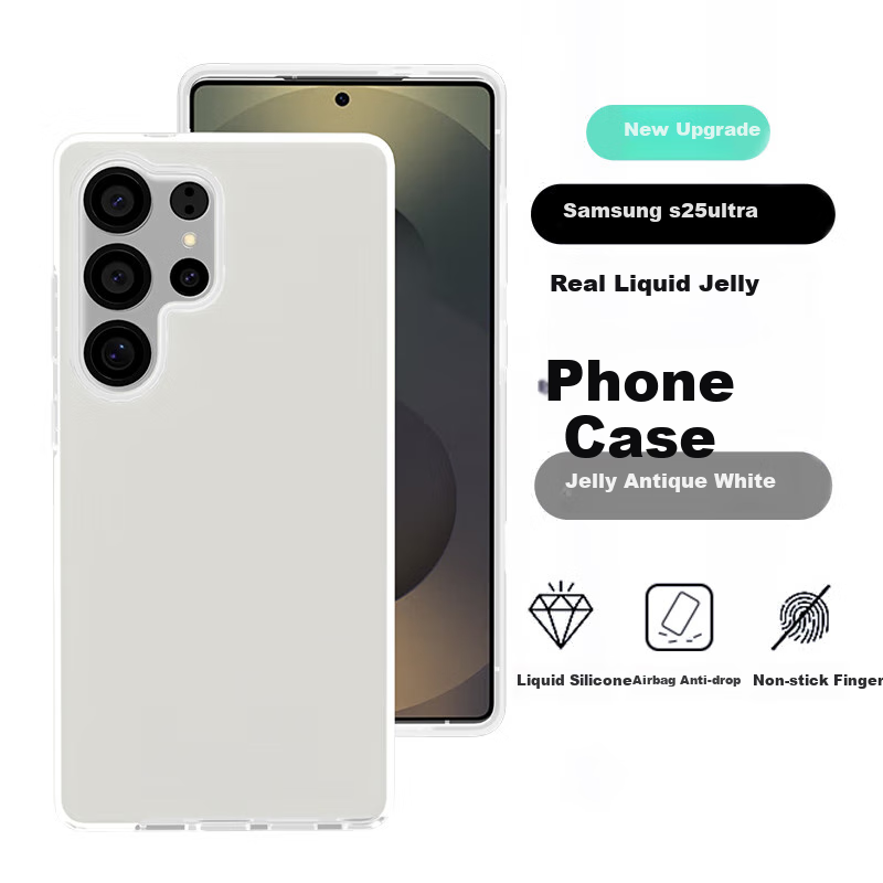 Smorss Jelly White Soft Case for Samsung Galaxy S25 Ultra Liquid Silicone Shockproof Ultra-thin Velvet Touch Skin-friendly Protective Cover for Samsung S25 Ultra