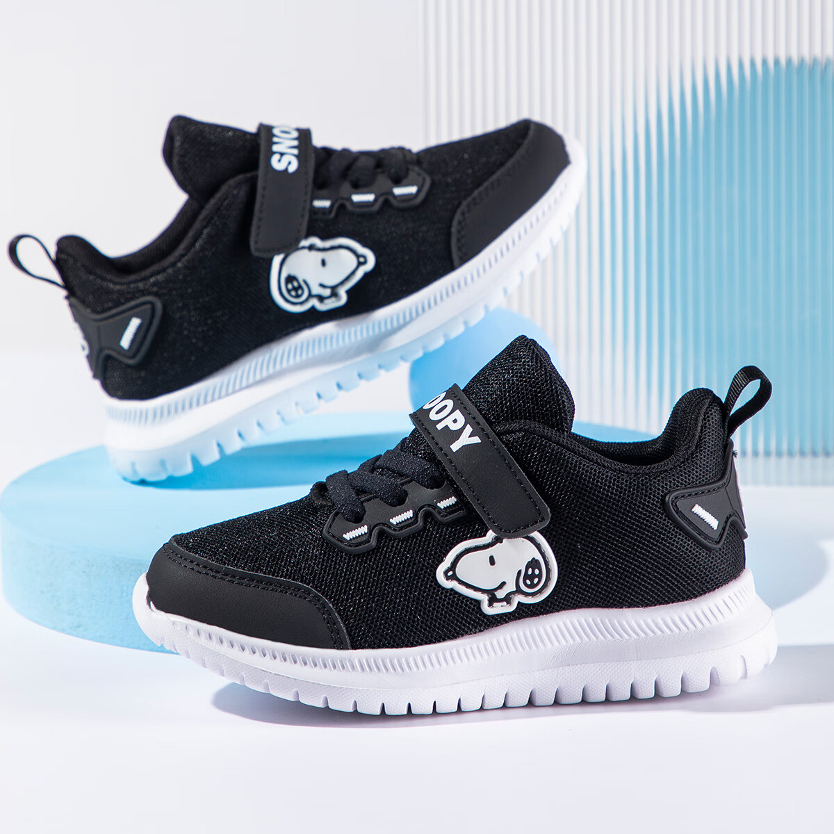 SNOOPYSNOOPY Boys' Sports Shoes Children's Lightweight Running Shoes for Big Kids Soft Bottom Shoes 2856 Black and White Size 31