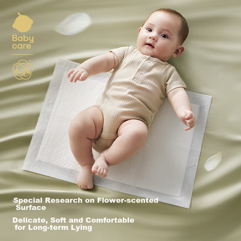 Babycare Camellia Disposable Baby Diaper Changing Pad, Waterproof And Breathable Nursing Pad, M Size, 38 Pieces