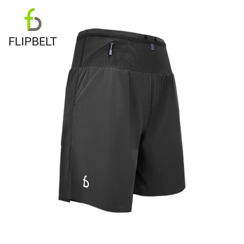 Flipbelt Men's Sports Waist Pack Shorts, Quick-Dry Fitness Track And Field Running Pants, 9 Inches, Classic Black, M