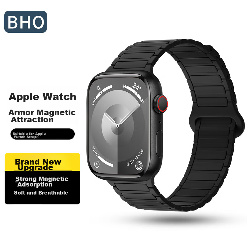 BHO Compatible Apple Watch Band, Magnetic Strap for Apple Watch S10/S9/Ultra2, IWatch S8/7/6/5/4/SE2, Double-Sided Contrasting Color Silicone Band