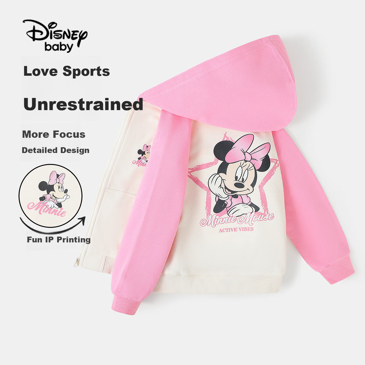 Disney Baby Girls' Jacket, Children's Outerwear, Spring Season, for Young And Older Children, Cardigan Clothing, Beige + Cherry Blossom Pink, Size 110