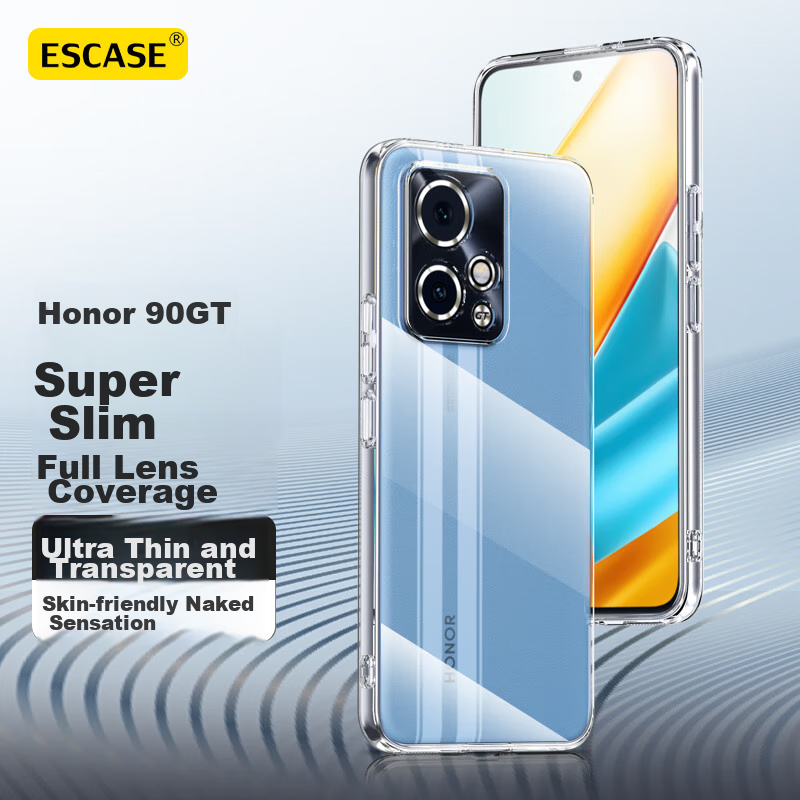 ESCASE Ultra-Thin Protective Case for Honor 90GT, Shockproof Soft Shell, Silicone Lens Cover, Full Protection, Transparent Simple Design for Men And Women