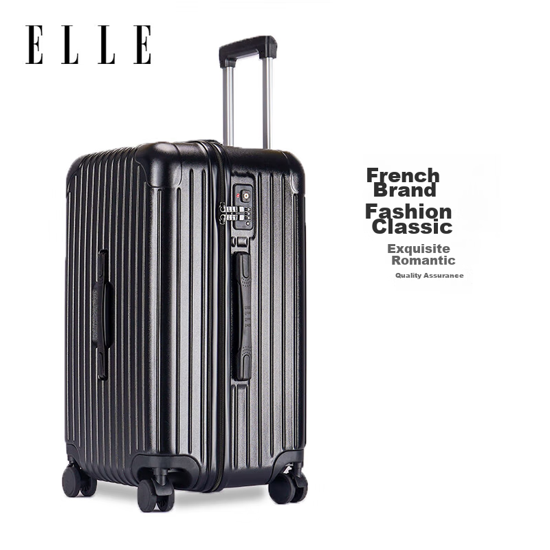 ELLE 26-Inch Luggage, Women's Trolley Suitcase, Black, Zipper, Password Lock, Large Capacity Travel Case