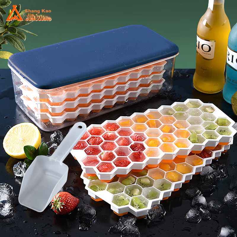 Suncojia Ice Cube Mold, Ice Making Tool, Ice Tray for Home Use, Ice Cube Maker, Refrigerator Ice Mold with Lid, 141 Grids