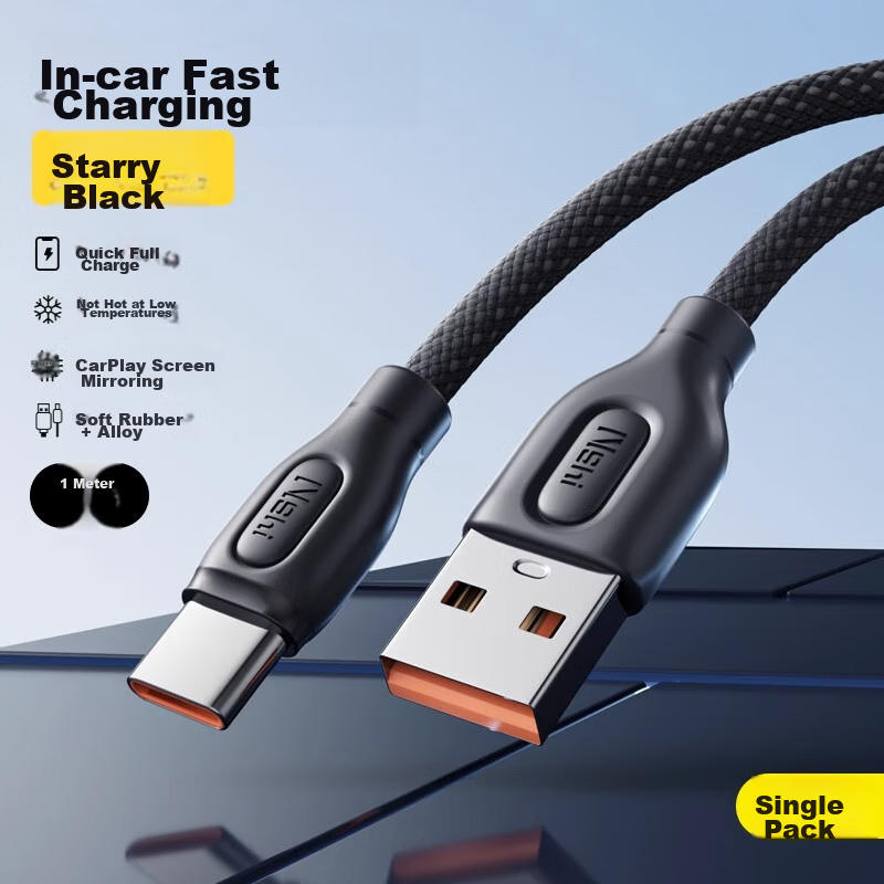 Apple Data Cable USB to Type-C Charging Cord Compatible with IPhone 15 Charger, Car Screen Mirroring, Fast Charging for 15 Pro/Max, CarPlay Connection, 1 Meter Black