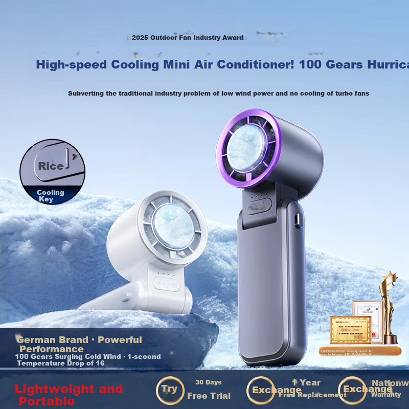 Muyang Handheld Mini Fan, Portable Ice Stick, Long Battery Life, Quiet, Small Cooling Air Conditioner Fan, Rechargeable, Foldable, Desktop Fan, Outdoor Cooling Device