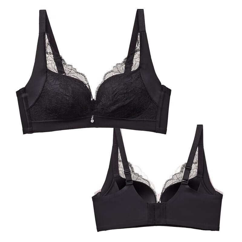Ordifen Women's Wireless Bra Antibacterial Skin-friendly Side Collection Anti-sagging Bra XB0522 Black