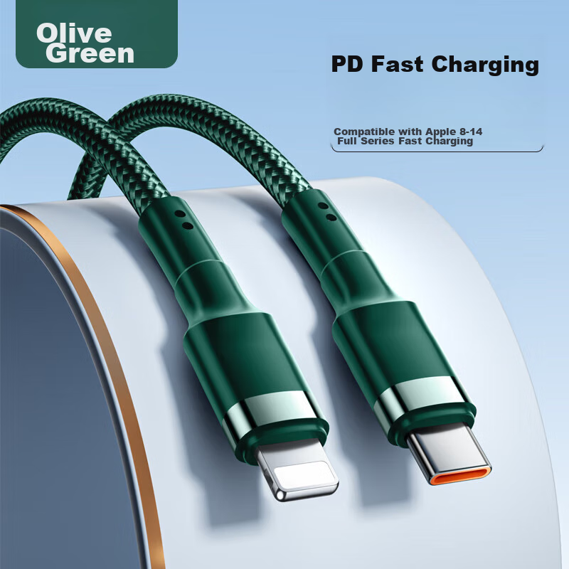 Can Fit Apple Charging Cable, IPhone 14 Data Cable, PD Fast Charging Cable, 30W Charger Cable, Suitable for 13 Pro Max/12 Plus/11 XS Phones, 1 Meter Green Charging Cable