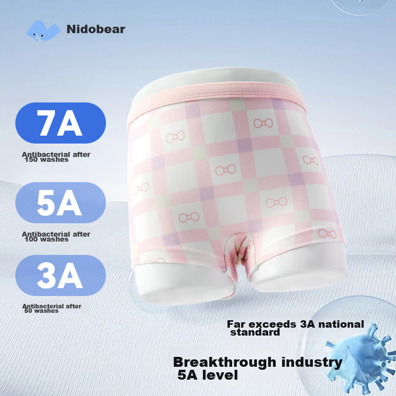 Niduoxiong Children's Underwear, Girls' Antibacterial Boyshorts, Baby Comfortable Shorts, Big Kids' 7A Antibacterial, 4-Pack