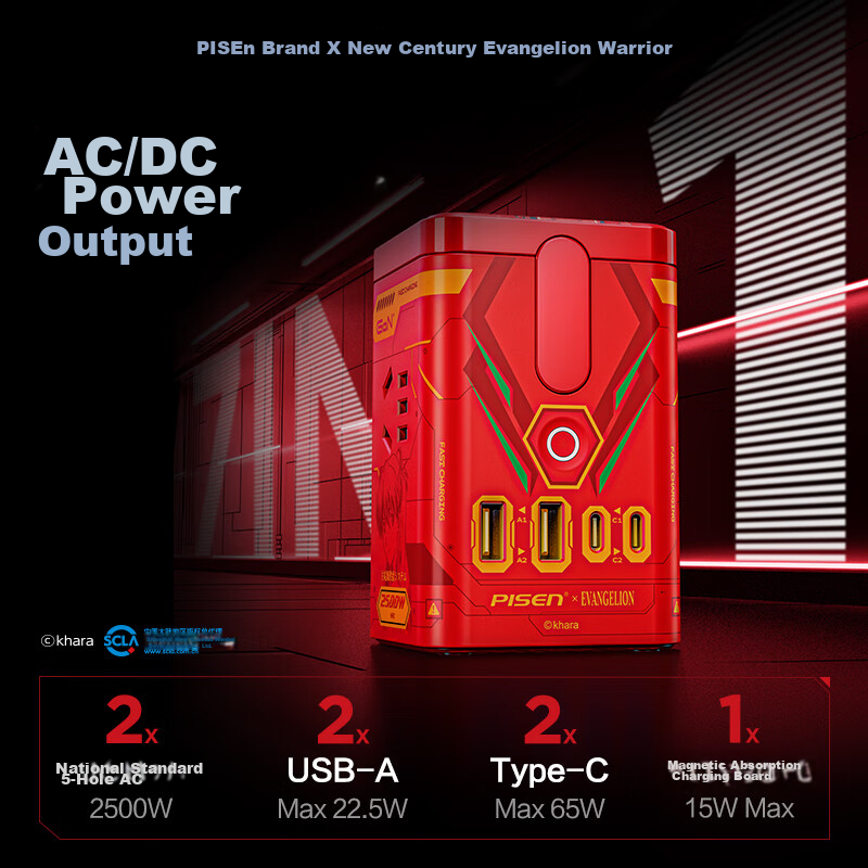 Pisen EVA Mingri Xiang 65W GaN Desktop Charger Station, 45W Fast Charging Set, Multi-Port 8-In Socket, Compatible with Apple 16/15, Lenovo, Huawei, Xiaomi Phones, Tablets, And Computers