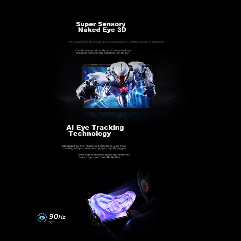 Nubia Red Magic Pad · 3D Exploration Edition, 12.1-Inch 2.5K 144Hz, Supports Real-Time Naked Eye 3D, One-Click 2D to 3D Conversion, 16GB + 512GB, Dark Knight, 3D Tablet