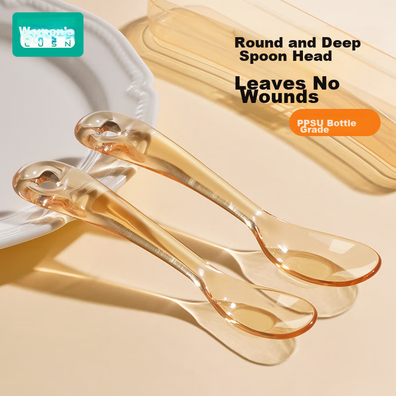 Rushan PPSU Ingot Spoon for Children, Baby-Specific Infant Feeding Spoon, Self-Feeding Training Spoon for Learning to Eat