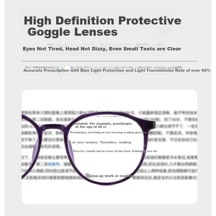 Young Style LaoGuang Women's Fashion TR90 Comfortable High Definition Ultra-Light Imported Presbyopic Glasses D685 Blue Purple +150 Degrees
