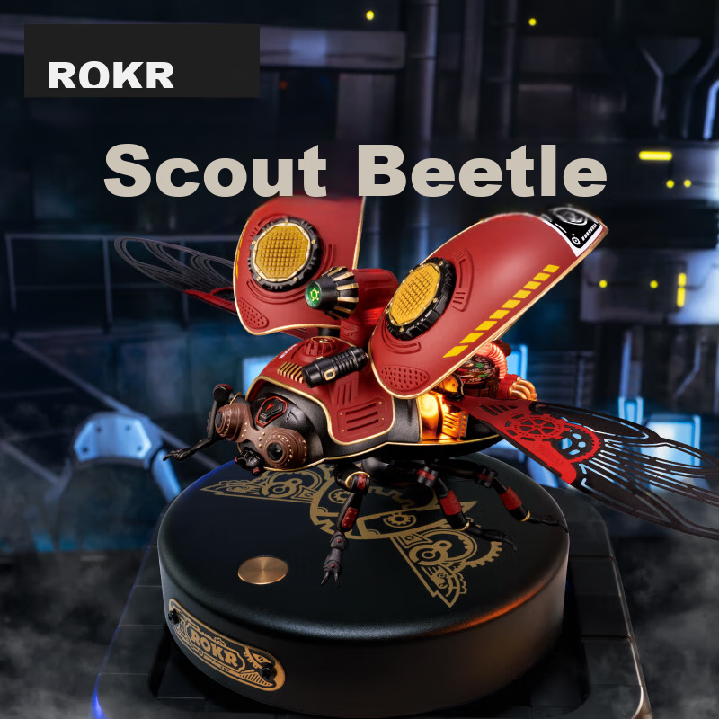 ROKR Reconnaissance Beetle, Mechanical Building Block Toy, Puzzle, DIY Handmade Assembly Model, Mecha, Birthday Gift for Boys
