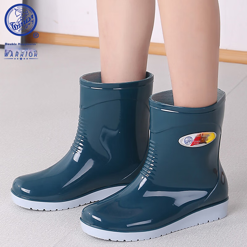 Warrior Rain Boots for Women, Outdoor Short Rain Boots, Non-Slip Wear-Resistant Rubber Shoes, Waterproof Overshoes for Rainy Days, 83-1, Dark Green, Size 38
