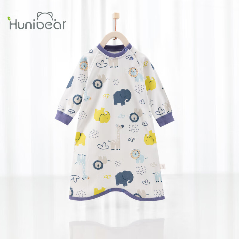 Huanxi Xiaoxiong Baby Sleep Dress, Spring Pure Cotton Thin Long-Sleeve Nightgown, Infant Spring And Autumn Long Sleepwear, Loungewear