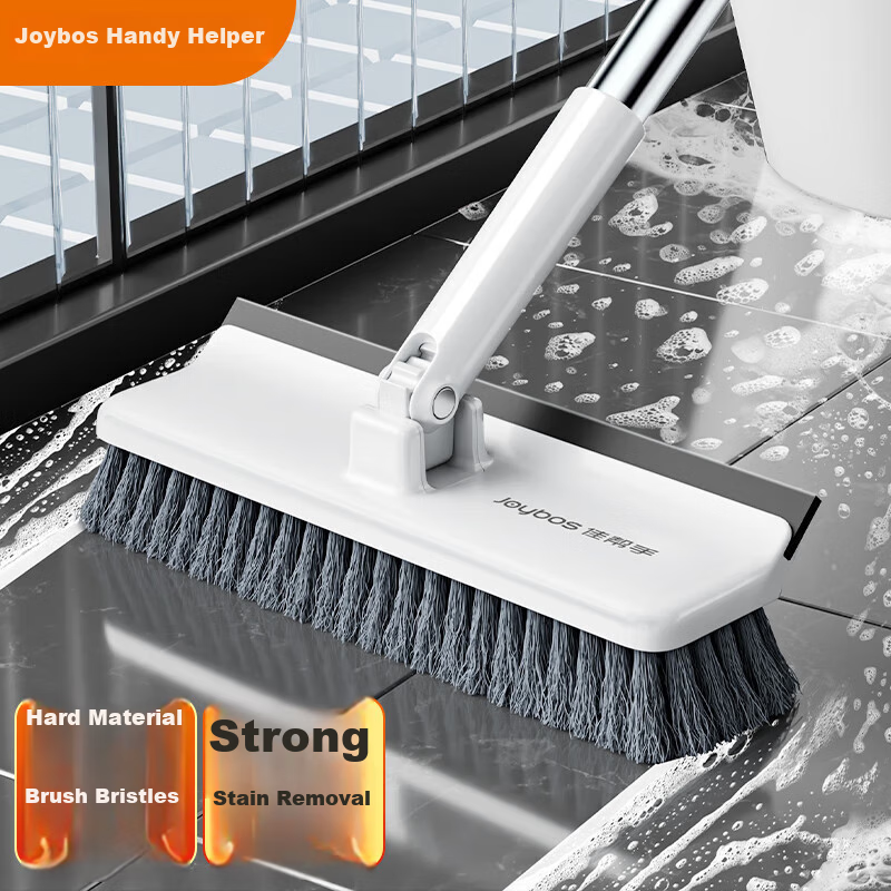 Jiabangshuo Multi-Functional Long-Handle Scrubber, Bathroom Hard Bristle Floor Brush, Tile Cleaning Brush for Bathroom