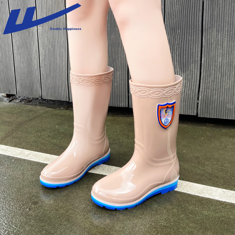 HUANGLI Women's High Tube Rain Boots Outdoor Wear-Resistant Non-Slip Waterproof Rubber Shoes Long Tube Rain Boots 03-1 Card 36