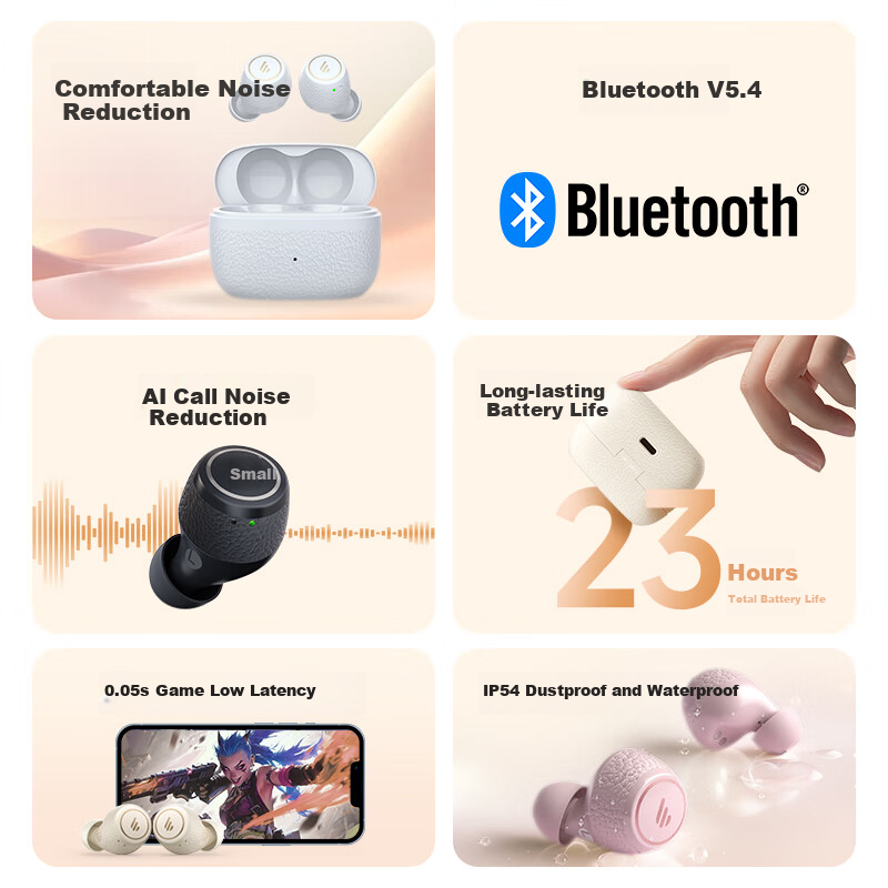 EDIFIER X3 Pro True Wireless Noise Cancelling Bluetooth Earbuds Wireless Sports Gaming Earphones Bluetooth 5.4 Compatible with Apple Huawei Xiaomi Phones Misty Pink Christmas Gift