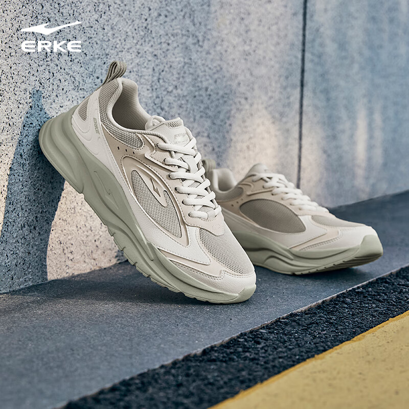 ERKE Men's Casual Shoes Breathable Leather Mesh Lightweight Sports Shoes Men's Lightweight Running Shoes | Japanese Style 2.0