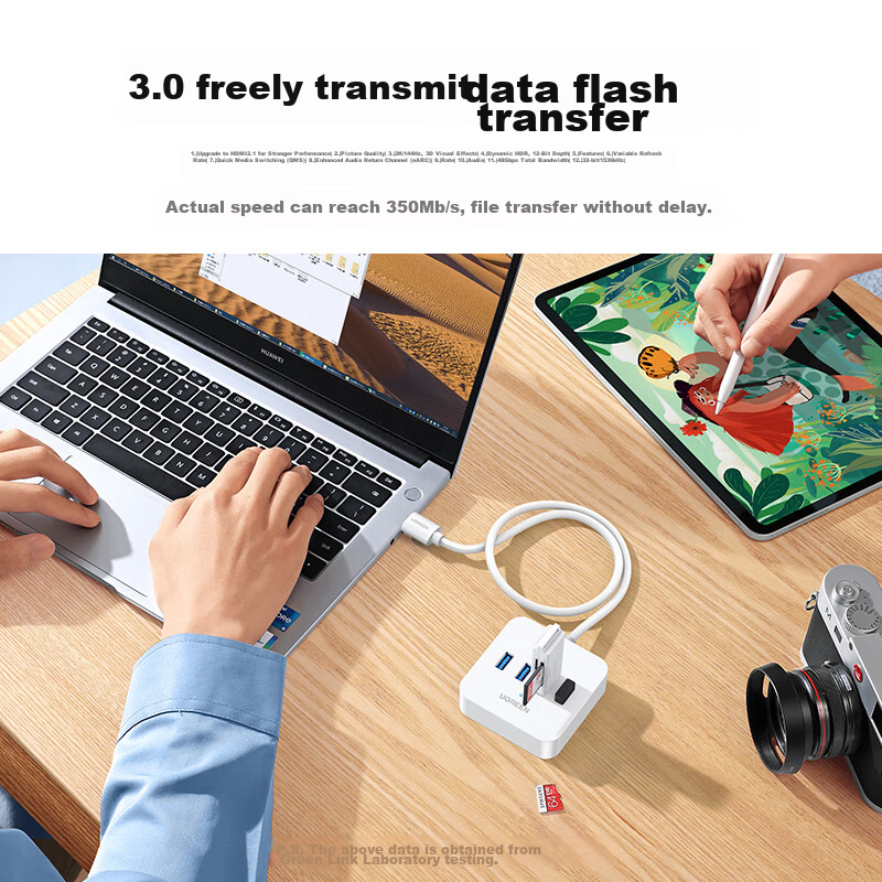 Lulian USB3.0 Hub, Multi-Port Splitter, High-Speed 4-Port Expansion Dock, HUB Concentrator, Laptop And Desktop Converter Adapter, Extension Cable