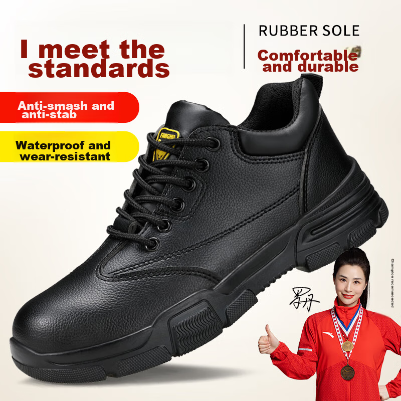 JUNBU Safety Shoes for Men, Winter Steel Toe Cap, Anti-Smashing, Anti-Puncture, Waterproof, Wear-Resistant, Lightweight, Safety Work Functional Shoes 2165N Size 41